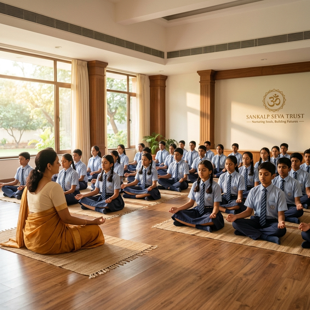 Students in a Gurukul Guidance meditation session